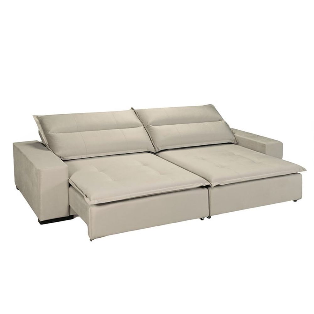 Sofá Oliver 3 Lugares Retrátil e Reclinável Suede Liso Fendi attraktiva