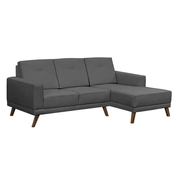 Sofá Xander C/ 3 Lugares (L200cm) C/ Chaise Suede Liso Chumbo attraktiva