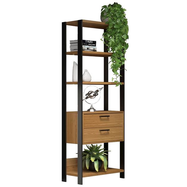 Estante Krent C/ 2 Gavetas 100% MDF Freijó / Preto Fosco Estante Krent C/ 2 Gavetas 100% MDF Freijó / Preto Fosco