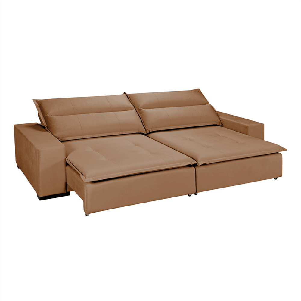 Sofá Oliver 3 Lugares (L 250cm) Retrátil e Reclinável Suede Liso