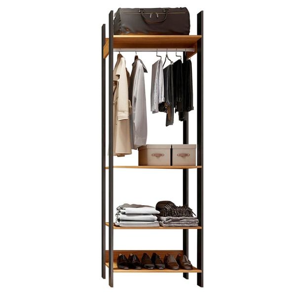 Closet Modulado Hera (L: 73cm) C/ 4 Prateleiras 100% MDF Freijó / Preto