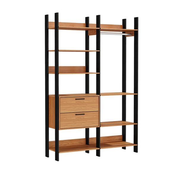 Closet Modulado Hera (L: 145cm) C/ 2 Gavetas e 8 Prateleiras 100% MDF Freijó / Preto Closet Modulado Hera (L: 145cm) C/ 2 Gavetas e 8 Prateleiras 100% MDF Freijó / Preto