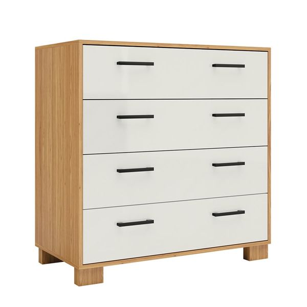 Cômoda Finlay C/ 4 Gavetas 100% MDF Freijó / Off White Cômoda Finlay C/ 4 Gavetas 100% MDF Freijó / Off White