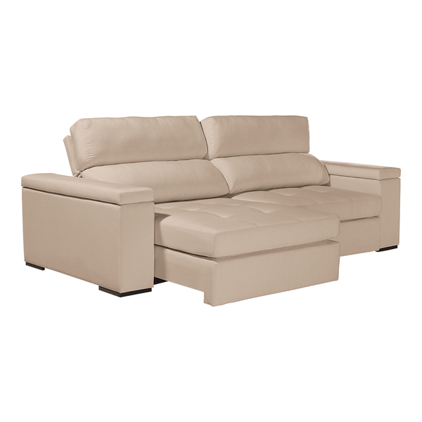 Sofá Lambert 4 Lugares (L: 270cm) C/ Molas Ensacadas Retrátil e Reclinável Suede Liso Bege Sofá Lambert 4 Lugares (L: 270cm) C/ Molas Ensacadas Retrátil e Reclinável Suede Liso Bege