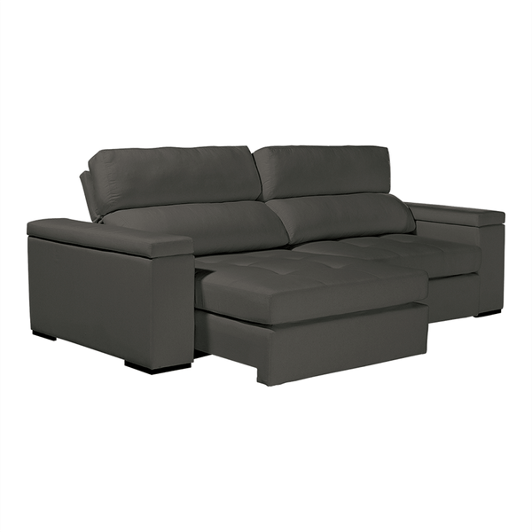 Sofá Lambert 4 Lugares (L: 270cm) C/ Molas Ensacadas Retrátil e Reclinável Suede Liso Chumbo Sofá Lambert 4 Lugares (L: 270cm) C/ Molas Ensacadas Retrátil e Reclinável Suede Liso Chumbo