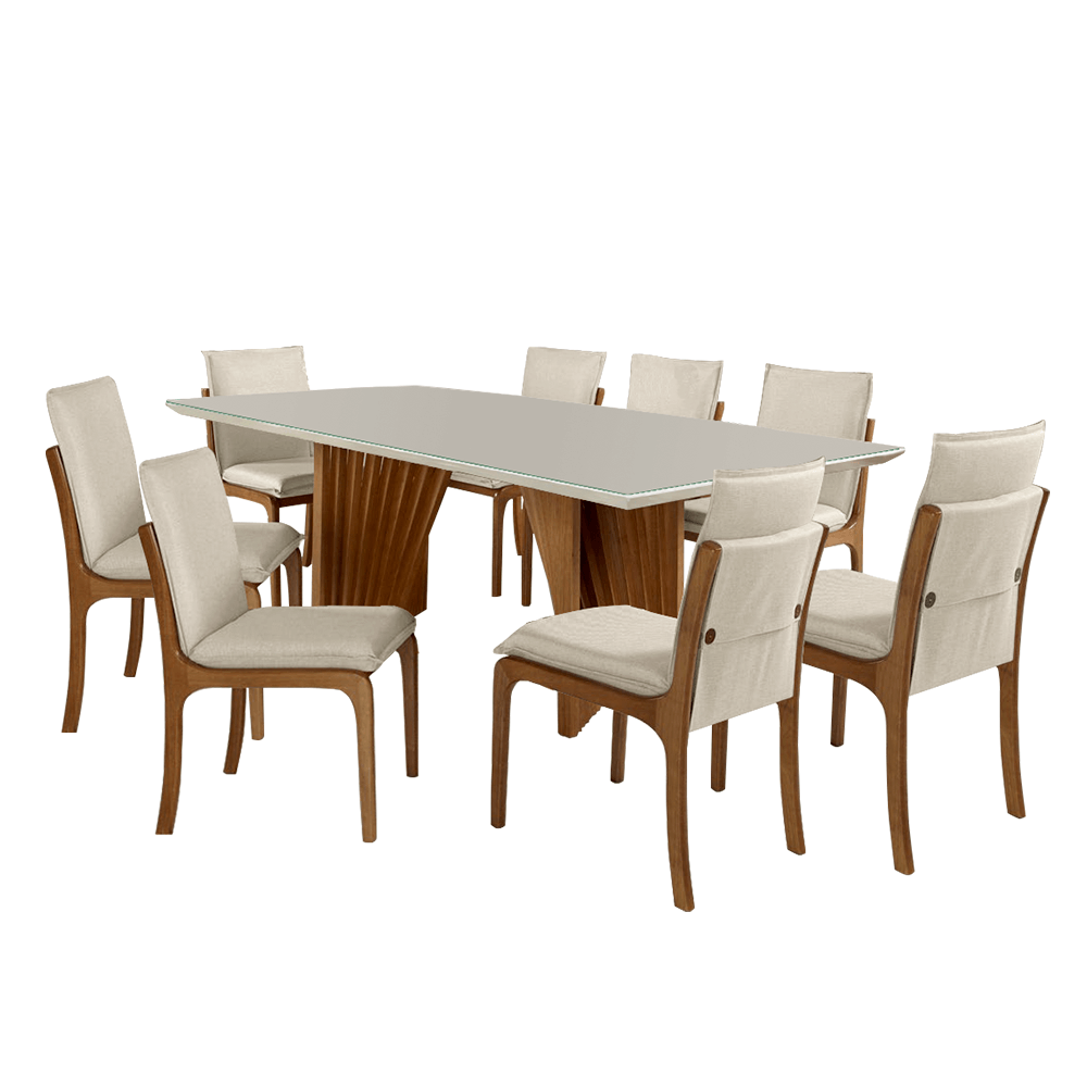 Decoração de sala e o conjunto de mesa de jantar e cadeiras