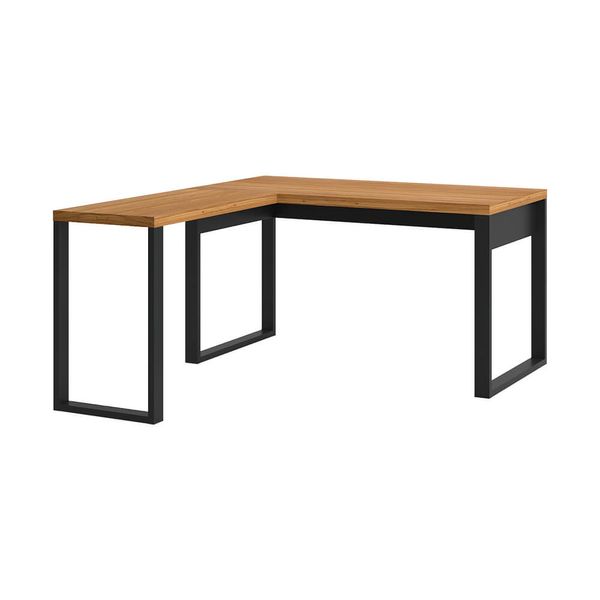 Mesa de Escritório Agnes Industrial de Canto 100% MDF Freijó / Preto Fosco Mesa de Escritório Agnes Industrial de Canto 100% MDF Freijó / Preto Fosco