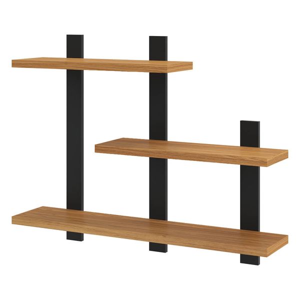 Prateleira Magnus Industrial C/ 3 Prateleiras 100% MDF Freijó / Preto Fosco Prateleira Magnus Industrial C/ 3 Prateleiras 100% MDF Freijó / Preto Fosco