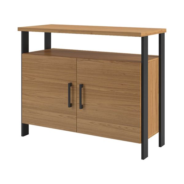 Balcão Eva Industrial C/ 2 Portas 100% MDF Freijó / Preto Fosco