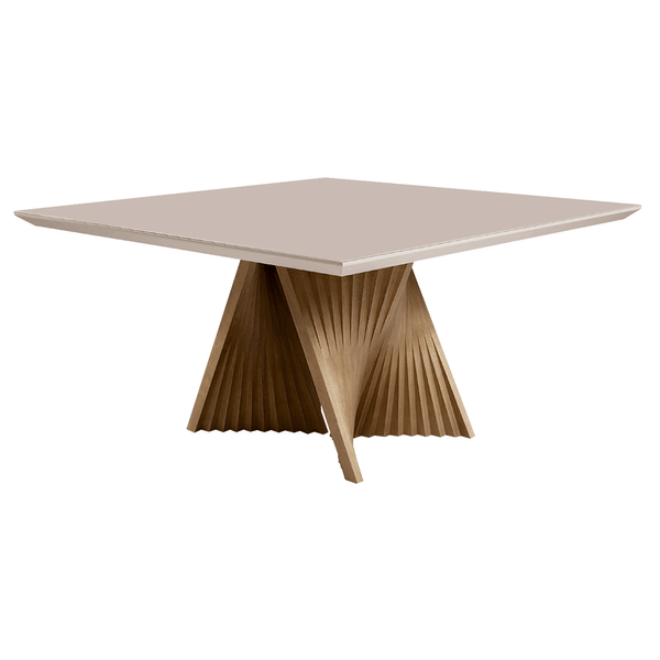 Mesa de Jantar Angelim 150cm x 150cm C/ Tampo em Laca e Vidro Colado Fendi / Base Capuccino Mesa de Jantar Angelim 150cm x 150cm C/ Tampo em Laca e Vidro Colado Fendi / Base Capuccino