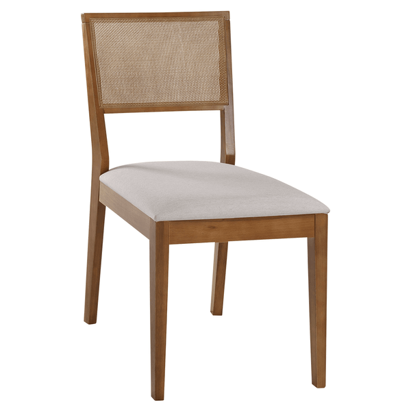 Cadeira Amélia C/ Encosto em Tela Linho Off White / Castanho Cadeira Amélia C/ Encosto em Tela Linho Off White / Castanho