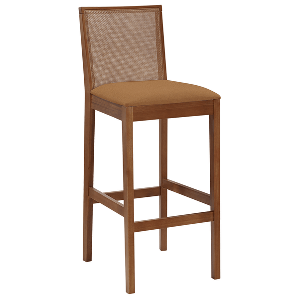 Banqueta Alta Amélia C/ Assento Estofado Corino Caramelo / Castanho