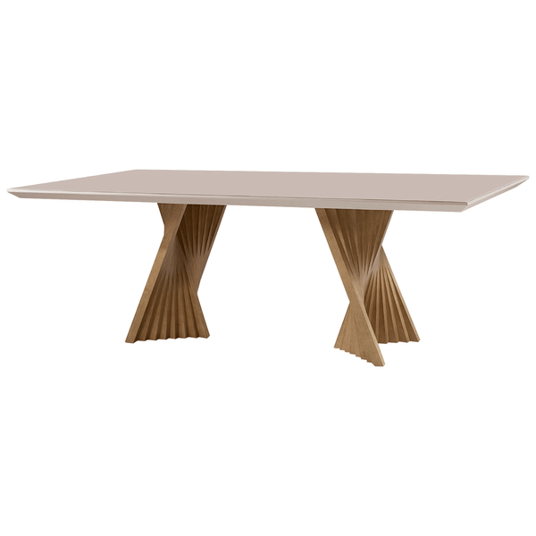 Mesa de Jantar Angelim 220cm x 110cm C/ Tampo em Laca e Vidro Colado Fendi / Base Capuccino Mesa de Jantar Angelim 220cm x 110cm C/ Tampo em Laca e Vidro Colado Fendi / Base Capuccino