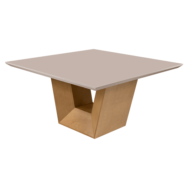 Mesa de Jantar Berlim 150cm x 150cm C/ Tampo em Laca e Vidro Colado Fendi / Base Capuccino Mesa de Jantar Berlim 150cm x 150cm C/ Tampo em Laca e Vidro Colado Fendi / Base Capuccino