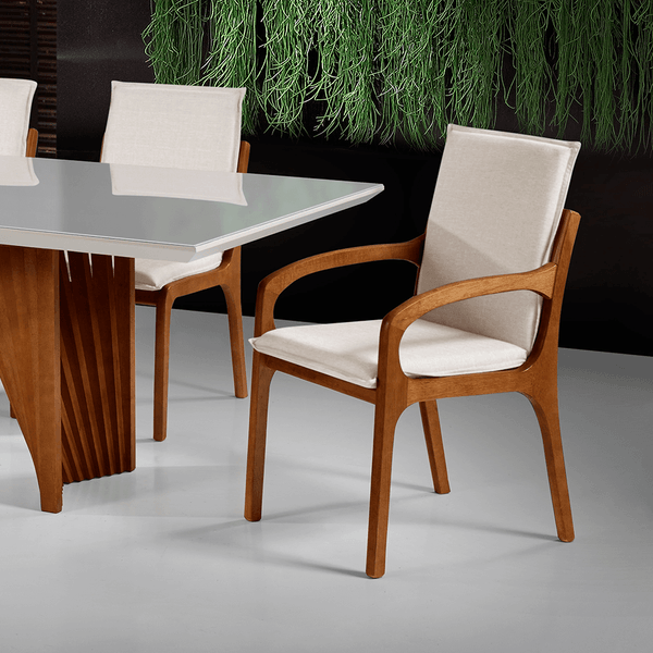 Conjunto 2 Cadeiras Madeira Maciça Terra Estofada Para Mesa De