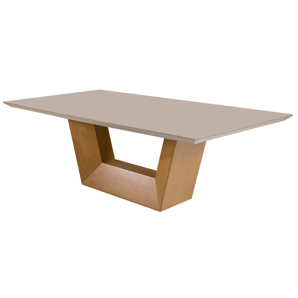 Mesa de Jantar Berlim 220cm x 110cm C/ Tampo em Laca e Vidro Colado Fendi / Base Capuccino Mesa de Jantar Berlim 220cm x 110cm C/ Tampo em Laca e Vidro Colado Fendi / Base Capuccino