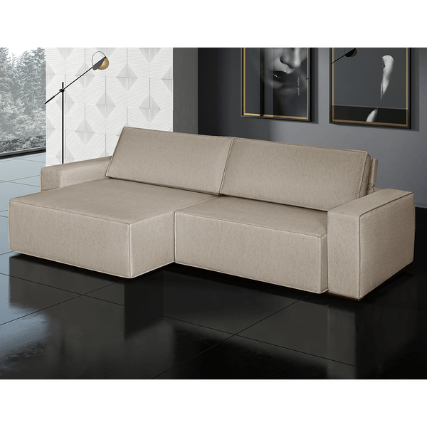 Sofá Monterrey 3 Lugares (L: 240cm) C/ Molas Retrátil e Reclinável Linho Areia Sofá Monterrey 3 Lugares (L: 240cm) C/ Molas Retrátil e Reclinável Linho Areia