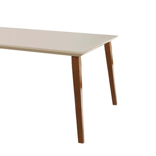 Conjunto de Jantar Amélia C/ Mesa de Jantar 160cm x 90cm C/ Tampo em Laca e  Vidro Off White / Castanho + 6 Cadeiras C/ Encosto Linho Cinza / Castanho -  attraktiva