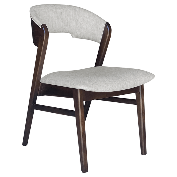 Cadeira Lens Estofada Em Madeira Maciça Linho Cru / Castanho Cadeira Lens Estofada Em Madeira Maciça Linho Cru / Castanho