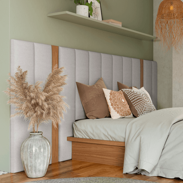 Cabeceira Castela King (L: 300cm) Estofada 100% MDF Linho Cinza