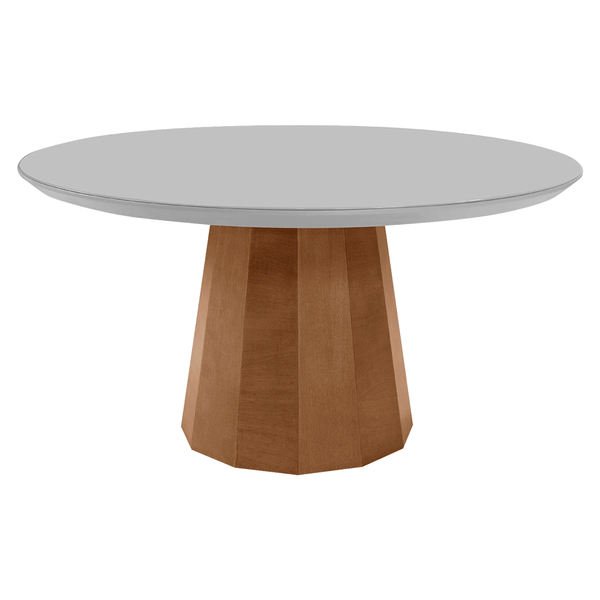 Mesa de Jantar Rosário 140cm x 140cm C/ Tampo Em Laca e Vidro Colado Off White / Base Capuccino Mesa de Jantar Rosário 140cm x 140cm C/ Tampo Em Laca e Vidro Colado Off White / Base Capuccino