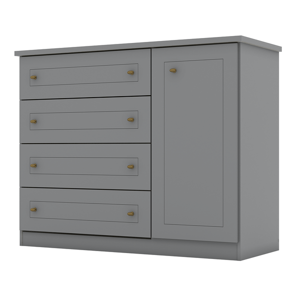 Cômoda Urbe C/ 4 Gavetas E 1 Porta Cinza Cômoda Urbe C/ 4 Gavetas E 1 Porta Cinza