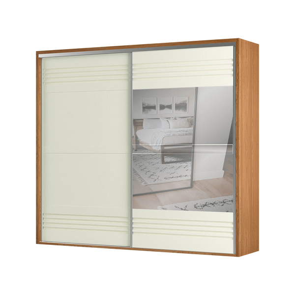 Guarda-Roupa Harvard (L: 267cm) C/ 1 Porta Espelhada 100% MDF Freijo / Off White Guarda-Roupa Harvard (L: 267cm) C/ 1 Porta Espelhada 100% MDF Freijo / Off White