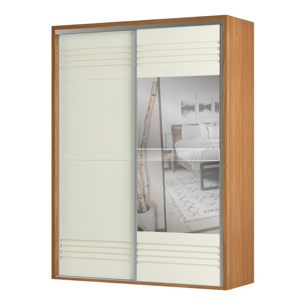 Guarda-Roupa Harvard (L: 179cm) C/ 1 Porta Espelhada 100% MDF Freijo / Off White