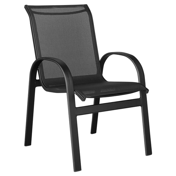 Cadeira Pope Em Alumínio C/ Tela Sling Preta Cadeira Pope Em Alumínio C/ Tela Sling Preta