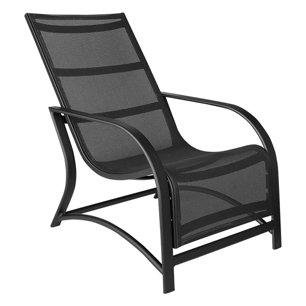 Poltrona Francis Em Alumínio C/ Tela Sling Preta Poltrona Francis Em Alumínio C/ Tela Sling Preta