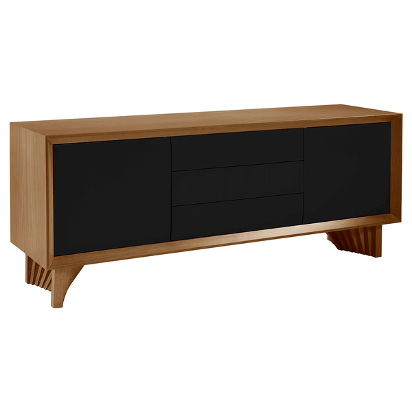 Buffet Lanus (l: 180cm) C/ 2 Portas e 3 Gavetas Laqueadas Capuccino / Preto Buffet Lanus (l: 180cm) C/ 2 Portas e 3 Gavetas Laqueadas Capuccino / Preto