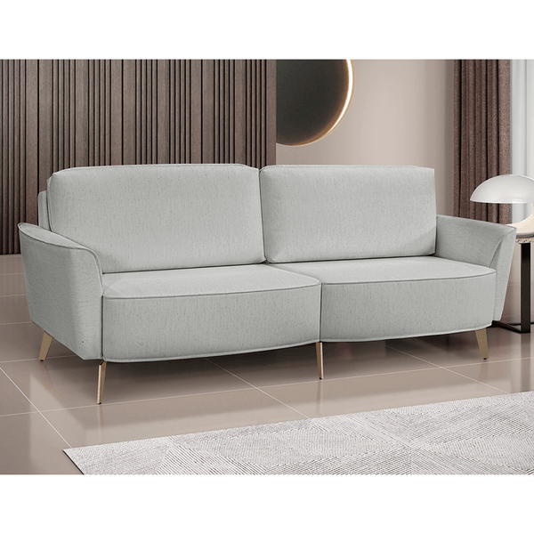 Sofá de Living Córdoba 3 Lugares (L: 220cm) C/ Pés em Aço Linho Cinza Claro / Dourado Sofá de Living Córdoba 3 Lugares (L: 220cm) C/ Pés em Aço Linho Cinza Claro / Dourado