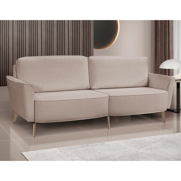 Sofá de Living Córdoba 3 Lugares (L: 220cm) C/ Pés em Aço Linho Bege / Dourado Sofá de Living Córdoba 3 Lugares (L: 220cm) C/ Pés em Aço Linho Bege / Dourado