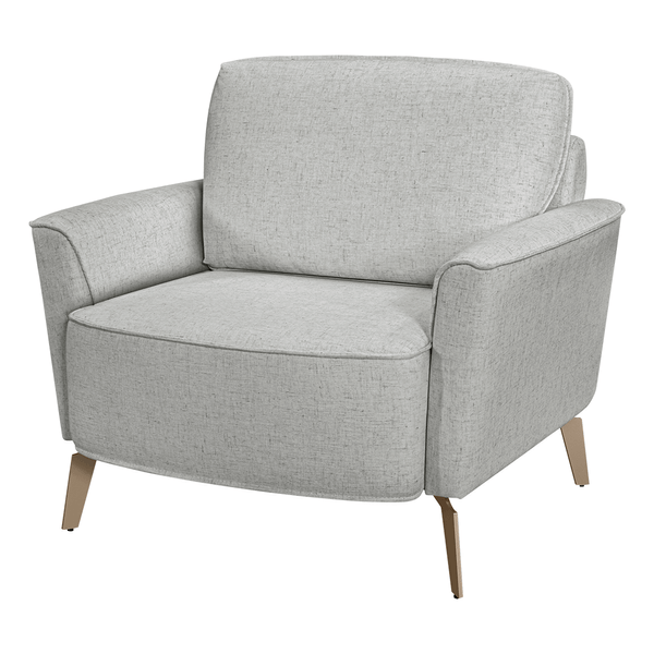 Poltrona Córdoba C/ Pés em Aço Linho Cinza Claro / Dourado Poltrona Córdoba C/ Pés em Aço Linho Cinza Claro / Dourado