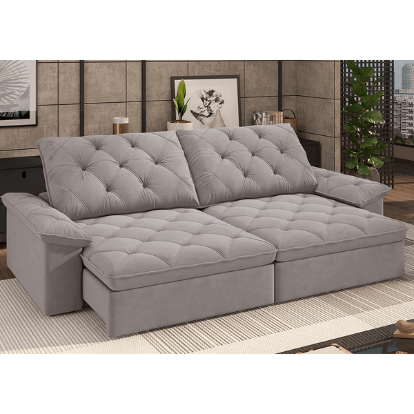 Sofá Haslam 4 Lugares (L: 290cm) C/ Molas Ensacadas Retrátil e Reclinável Veludo Camurça Sofá Haslam 4 Lugares (L: 290cm) C/ Molas Ensacadas Retrátil e Reclinável Veludo Camurça