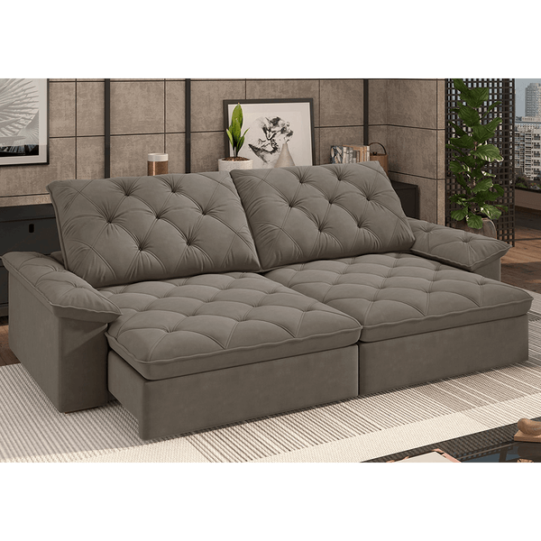 Sofá Haslam 4 Lugares (L: 290cm) C/ Molas Ensacadas Retrátil e Reclinável Veludo Castor Sofá Haslam 4 Lugares (L: 290cm) C/ Molas Ensacadas Retrátil e Reclinável Veludo Castor