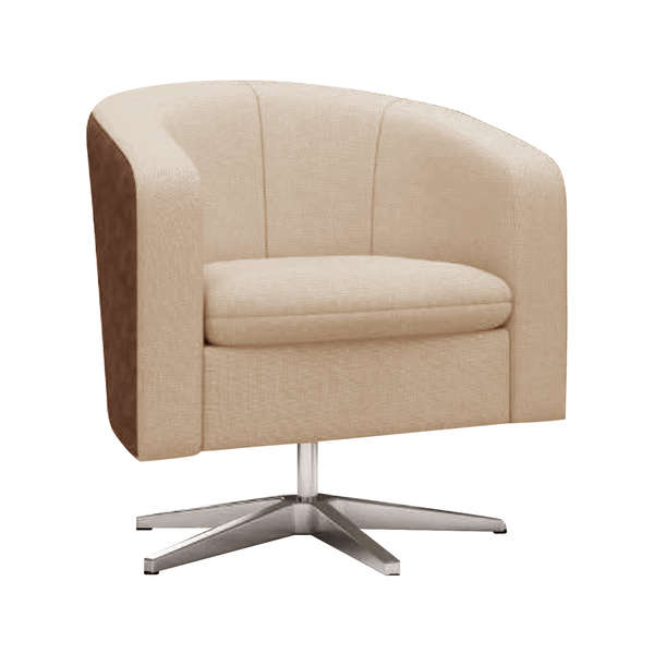 Poltrona Malvina C/ Base Giratória Linho Creme / PVC Caramelo Poltrona Malvina C/ Base Giratória Linho Creme / PVC Caramelo