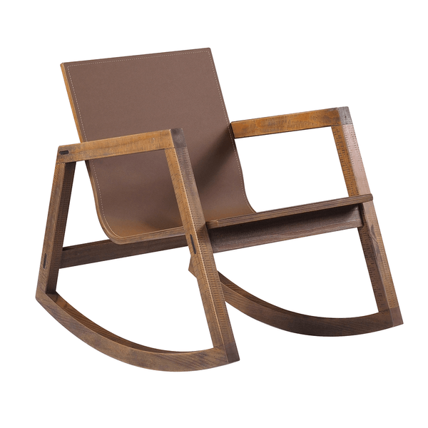 Poltrona de Balanço Atalie Em Madeira Maciça Rustic Brown Poltrona de Balanço Atalie Em Madeira Maciça Rustic Brown