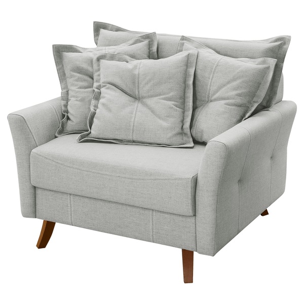 Poltrona Padmé C/ 3 Almofadas Decorativas Linho Cinza Claro