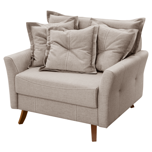 Poltrona Padmé C/ 3 Almofadas Decorativas Linho Bege