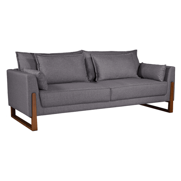 Sofá de Living Solano 3 Lugares (L: 220cm) C/ Almofadas Soltas Linho Níquel Sofá de Living Solano 3 Lugares (L: 220cm) C/ Almofadas Soltas Linho Níquel