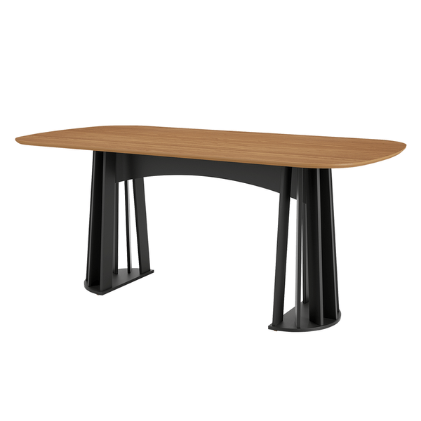 Mesa de Jantar Ballet 180cm x 90cm C/ Pés Ripados 100% MDF Freijó / Preto Fosco