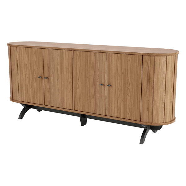 Balcão Kavisli C/ 4 Portas 100% MDF Freijó / Preto Fosco Balcão Kavisli C/ 4 Portas 100% MDF Freijó / Preto Fosco