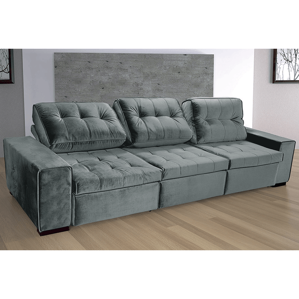 Sofá Belvedere 4 Lugares (L: 320cm) Retrátil e Reclinável Suede Aveludado Cinza Azulado Sofá Belvedere 4 Lugares (L: 320cm) Retrátil e Reclinável Suede Aveludado Cinza Azulado