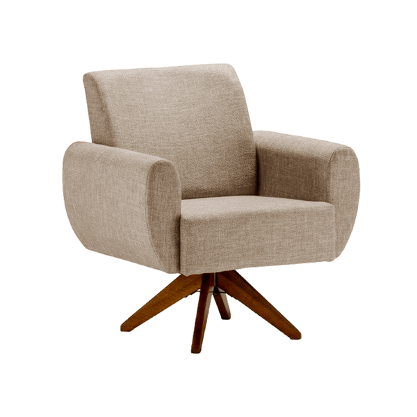 Poltrona Noble C/ Base Giratória Bouclê Bege
