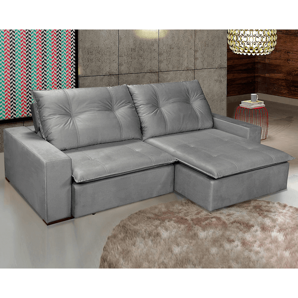 Sofá Phílippos 3 Lugares (L: 230cm) Retrátil e Reclinável Veludo Chumbo Sofá Phílippos 3 Lugares (L: 230cm) Retrátil e Reclinável Veludo Chumbo