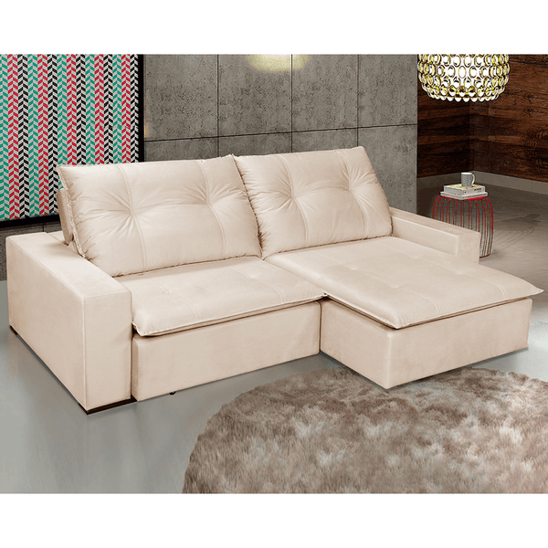 Sofá Phílippos 3 Lugares (L: 230cm) Retrátil e Reclinável Veludo Marfim Sofá Phílippos 3 Lugares (L: 230cm) Retrátil e Reclinável Veludo Marfim