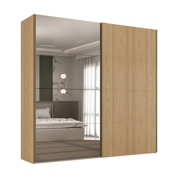 Guarda-roupa Kalein (L: 240cm) C/ 1 Porta Espelhada 100% MDF Olmo Guarda-roupa Kalein (L: 240cm) C/ 1 Porta Espelhada 100% MDF Olmo