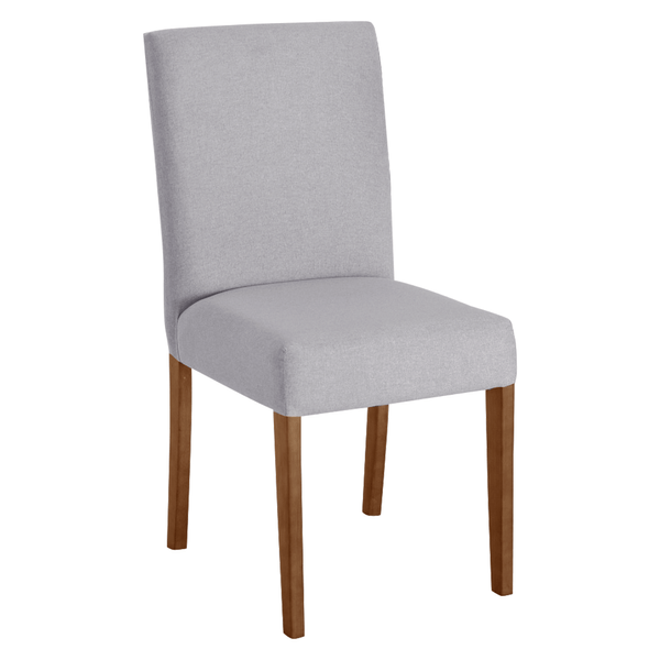 Conjunto de Jantar Amélia C/ Mesa de Jantar 160cm x 90cm C/ Tampo em Laca e  Vidro Off White / Castanho + 6 Cadeiras C/ Encosto Linho Cinza / Castanho -  attraktiva