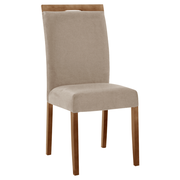 Conjunto de Jantar Amélia C/ Mesa de Jantar 160cm x 90cm C/ Tampo em Laca e  Vidro Off White / Castanho + 6 Cadeiras C/ Encosto Linho Cinza / Castanho -  attraktiva